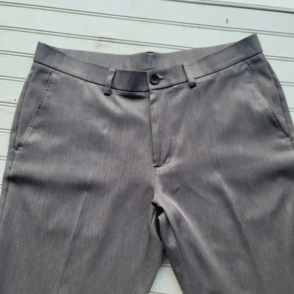 HAGGAR Mens Gray Flat Front Straight Fit Stretch Pants 34X29 - Picture 6 of 13